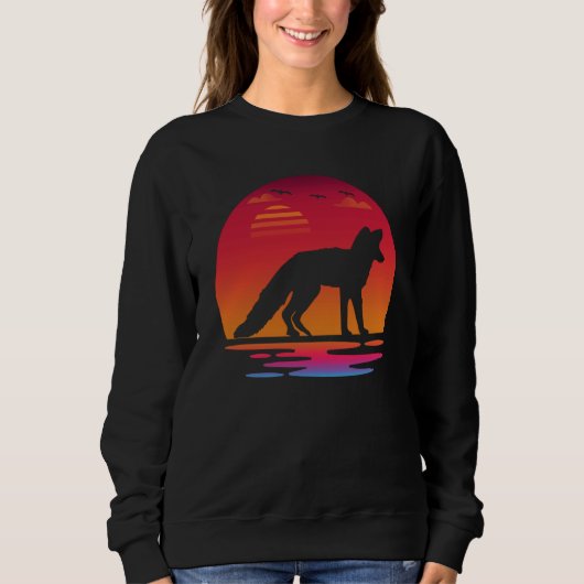 cute fox animal sunset Silhouette fox Sweatshirt (Vorderseite)