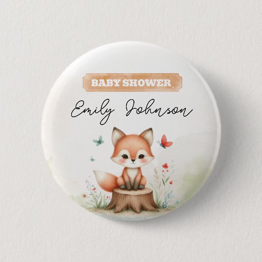 Cute fox baby shower  button (Vorderseite)