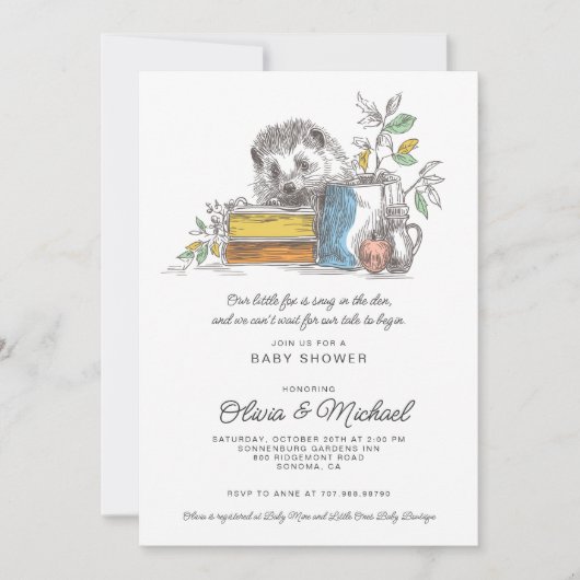 Cute Fox Baby Shower Einladung (Vorderseite)