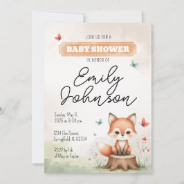 Cute fox baby shower invitation  einladung
