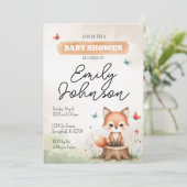 Cute fox baby shower invitation  einladung (Stehend Vorderseite)