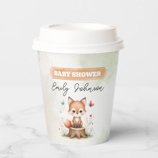 Cute fox baby shower  pappbecher (Vorderseite)