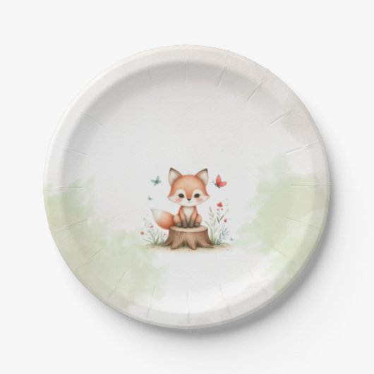 Cute fox baby shower  pappteller (Vorderseite)