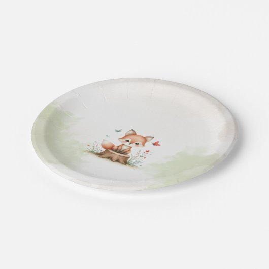 Cute fox baby shower  pappteller (Schrägansicht)