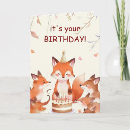 Cute Fox Birthday Card for Kids Karte