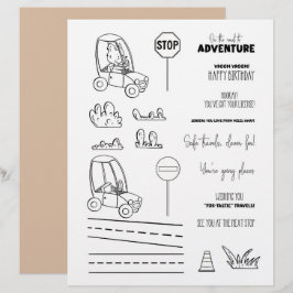 Cute Fox Car Coloring Scrapbook Paper