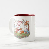 Cute Fox Couple Love Heart Mug Zweifarbige Tasse (Vorderseite Links)