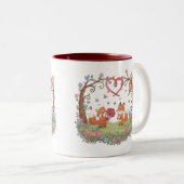 Cute Fox Couple Love Heart Mug Zweifarbige Tasse (VorderseiteRechts)