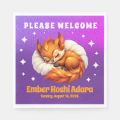 Cute Fox Cub Asleep in Starry Night Sky Serviette (Vorderseite)