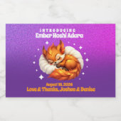 Cute Fox Cub Asleep in Starry Sky Baby Shower Schaumweinetikett (Einzelnes Label)