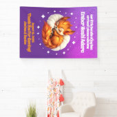 Cute Fox Cub Asleep in Starry Sky Baby Welcome Banner (InSitu)