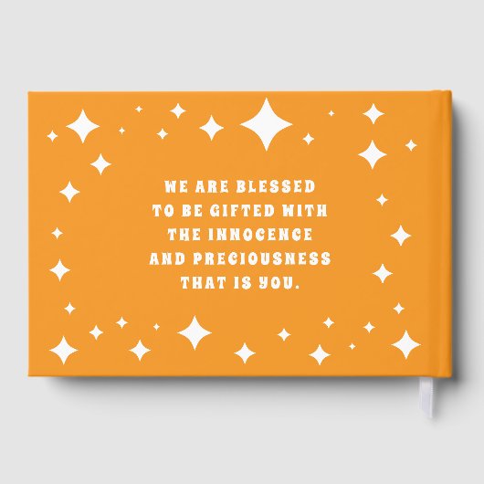 Cute Fox Cub Asleep in Starry Sky Baptism Gästebuch (Rückseite)