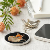 Cute Fox Drinking Tea on Groomsmen Gift Schlüsselanhänger (Seite)