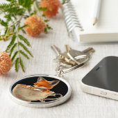 Cute Fox Drinking Tea on Keychain Schlüsselanhänger (Seite)