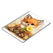 Cute Fox Flower Notebook – Kawaii Animal Notizblock (Linke Seite)