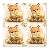Cute Fox Flower Pattern Wallpaper Nursery Tapete (Vorderseite)