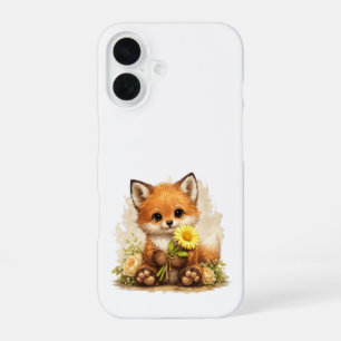 Cute Fox Flower Phone Case – Kawaii Animal iPhone 16 Hülle