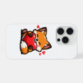 Cute Fox Hugging Heart – Kawaii Love Animal iPhone Hülle (Rückseite (Horizontal))