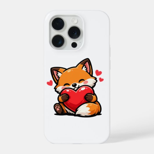 Cute Fox Hugging Heart – Kawaii Love Animal iPhone Hülle (Rückseite)