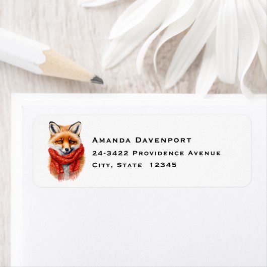 Cute Fox in a Red Scarf Autumn Image Address (Insitu)