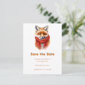 Cute Fox in a Red Scarf Autumn Image Ankündigungspostkarte (Stehend Vorderseite)