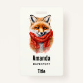 Cute Fox in a Red Scarf Autumn Image Ausweis (Vorderseite)