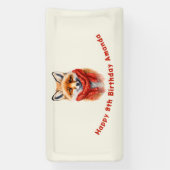 Cute Fox in a Red Scarf Autumn Image Birthday Banner (Vertikal)