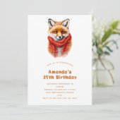 Cute Fox in a Red Scarf Autumn Image Birthday Einladung (Stehend Vorderseite)