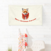 Cute Fox in a Red Scarf Autumn Image Christmas Banner (Insitu)