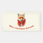 Cute Fox in a Red Scarf Autumn Image Christmas Banner (Horizontal)