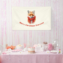 Cute Fox in a Red Scarf Autumn Image Christmas Banner