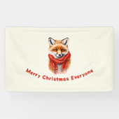 Cute Fox in a Red Scarf Autumn Image Christmas Banner (Horizontal)