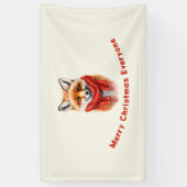 Cute Fox in a Red Scarf Autumn Image Christmas Banner (Vertikal)