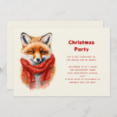 Cute Fox in a Red Scarf Autumn Image Christmas Einladung (Vorne/Hinten)