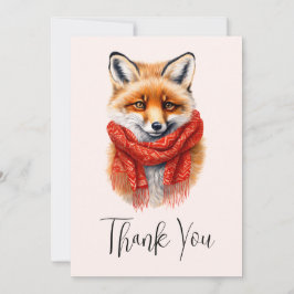 Cute Fox in a Red Scarf Autumn Image Dankeskarte