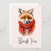 Cute Fox in a Red Scarf Autumn Image Dankeskarte (Vorne/Hinten)