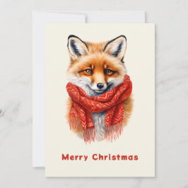 Cute Fox in a Red Scarf Autumn Image Feiertagskarte