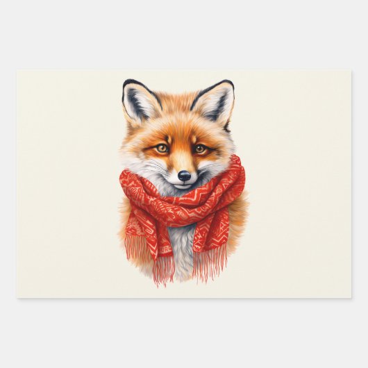 Cute Fox in a Red Scarf Autumn Image Geschenkpapier Set (Vorderseite 2)