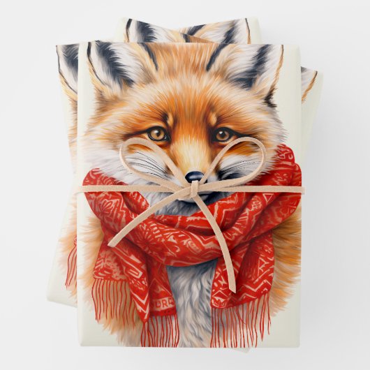 Cute Fox in a Red Scarf Autumn Image Geschenkpapier Set (Beispiel)