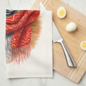 Cute Fox in a Red Scarf Autumn Image Geschirrtuch (Viertel Falte)