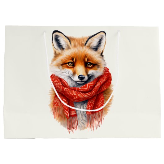 Cute Fox in a Red Scarf Autumn Image Große Geschenktüte (Rückseite)