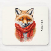 Cute Fox in a Red Scarf Autumn Image Mousepad (Vorne)