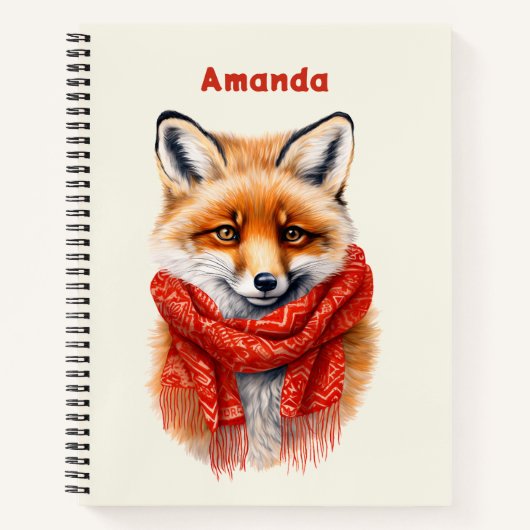 Cute Fox in a Red Scarf Autumn Image Notizblock (Vorderseite)