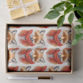 Cute Fox in a Red Scarf Autumn Image Pattern Seidenpapier (Geschenk)