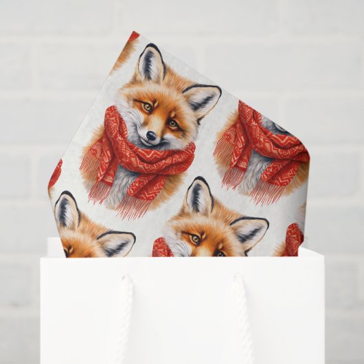 Cute Fox in a Red Scarf Autumn Image Pattern Seidenpapier (Geschenktüte)