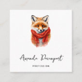 Cute Fox in a Red Scarf Autumn Image Quadratische Visitenkarte (Vorderseite)