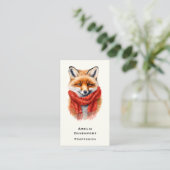 Cute Fox in a Red Scarf Autumn Image Visitenkarte (Stehend Vorderseite)