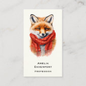 Cute Fox in a Red Scarf Autumn Image Visitenkarte (Vorderseite)