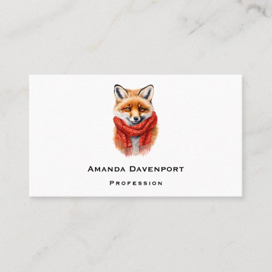 Cute Fox in a Red Scarf Autumn Image Visitenkarte (Vorderseite)