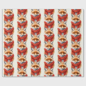 Cute Fox in a Red Scarf Autumn Pattern Geschenkpapier (Flach)